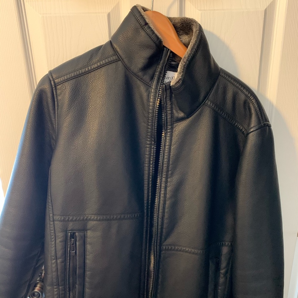 Calvin Klein Sherpa Lined Faux Leather Jacket